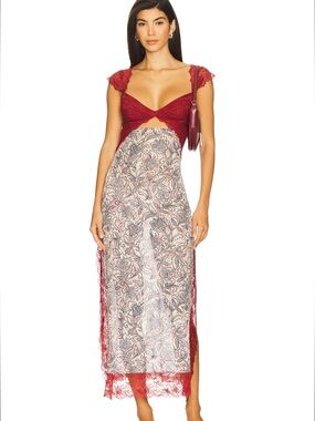 Intimately by Free People Suddenly Fine Maxi Slip in Birch Combo